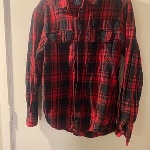 Red and Black Plaid Flannel Shirt